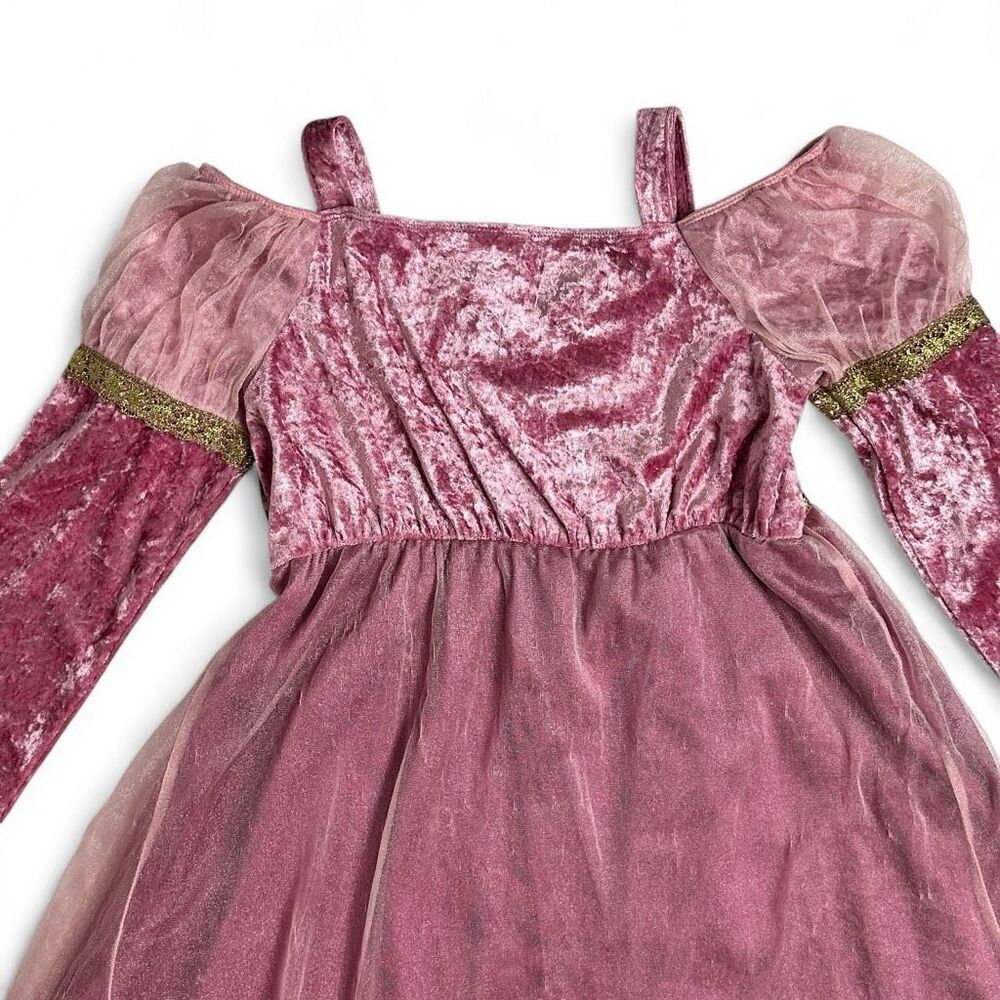 Disney Enchanted Rapunzel Princess Dress Costume Girls L 10/12 Crush Velvet Rare - Picture 4 of 12